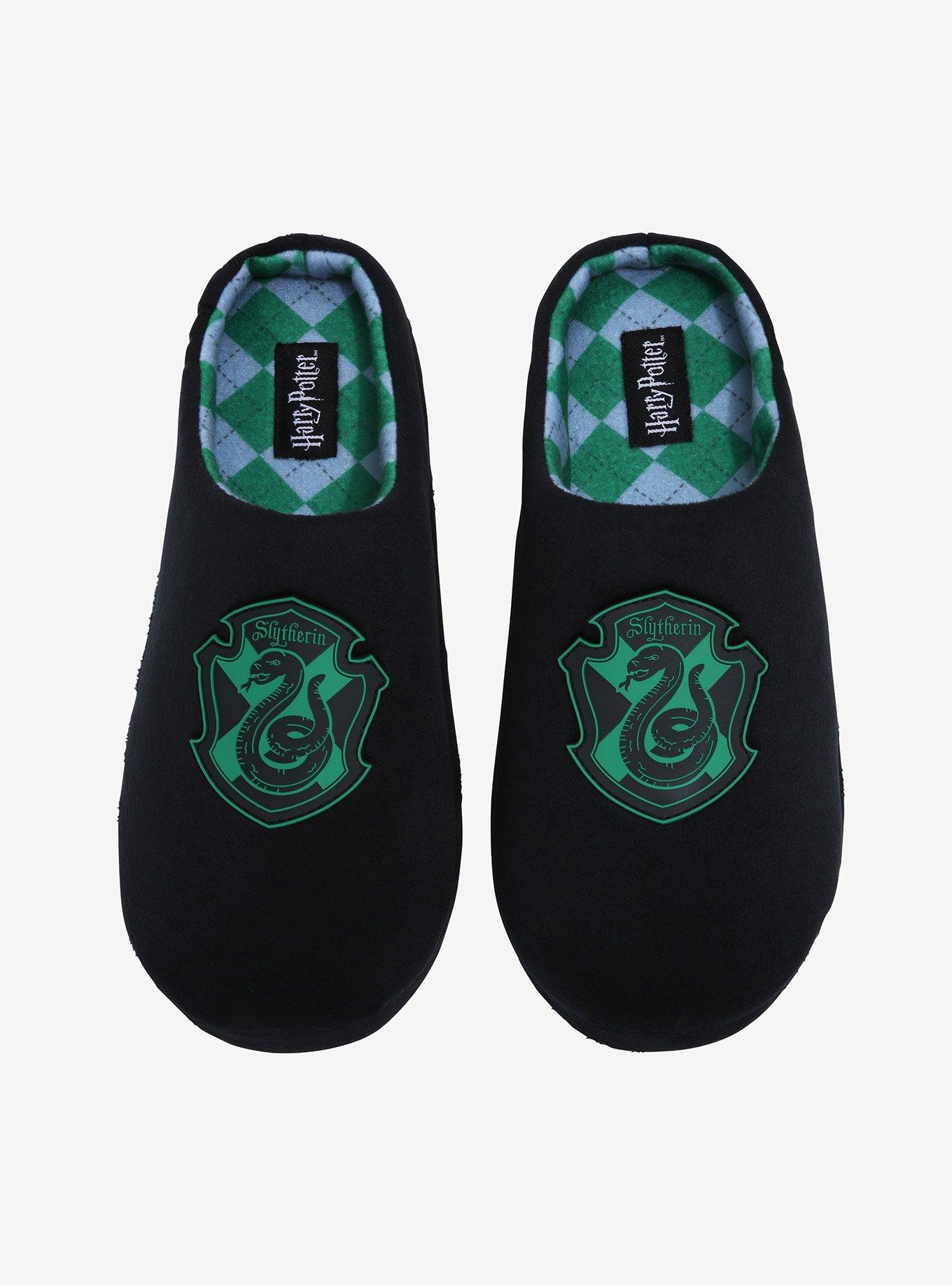 Harry Potter Slytherin Serpent Crest Slippers - BoxLunch Exclusive, BLACK, alternate