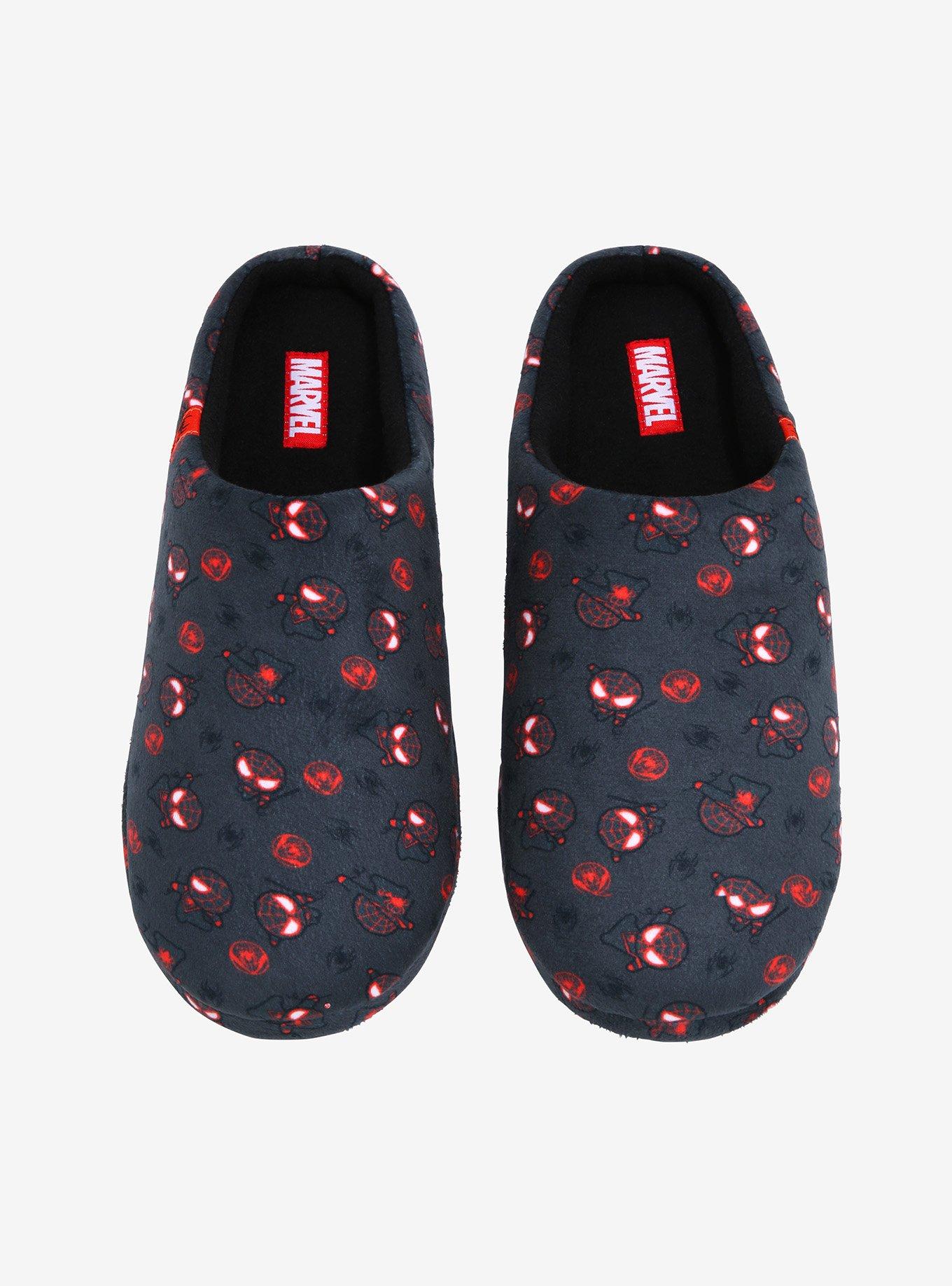 Marvel Spider-Man Miles Morales Chibi Allover Print Slippers - BoxLunch Exclusive, BLACK, alternate