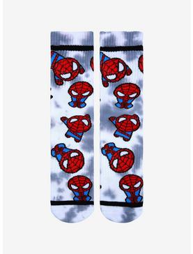 Plus Size Marvel Spider-Man Chibi Spidey Tie-Dye Crew Socks - BoxLunch Exclusive, , hi-res