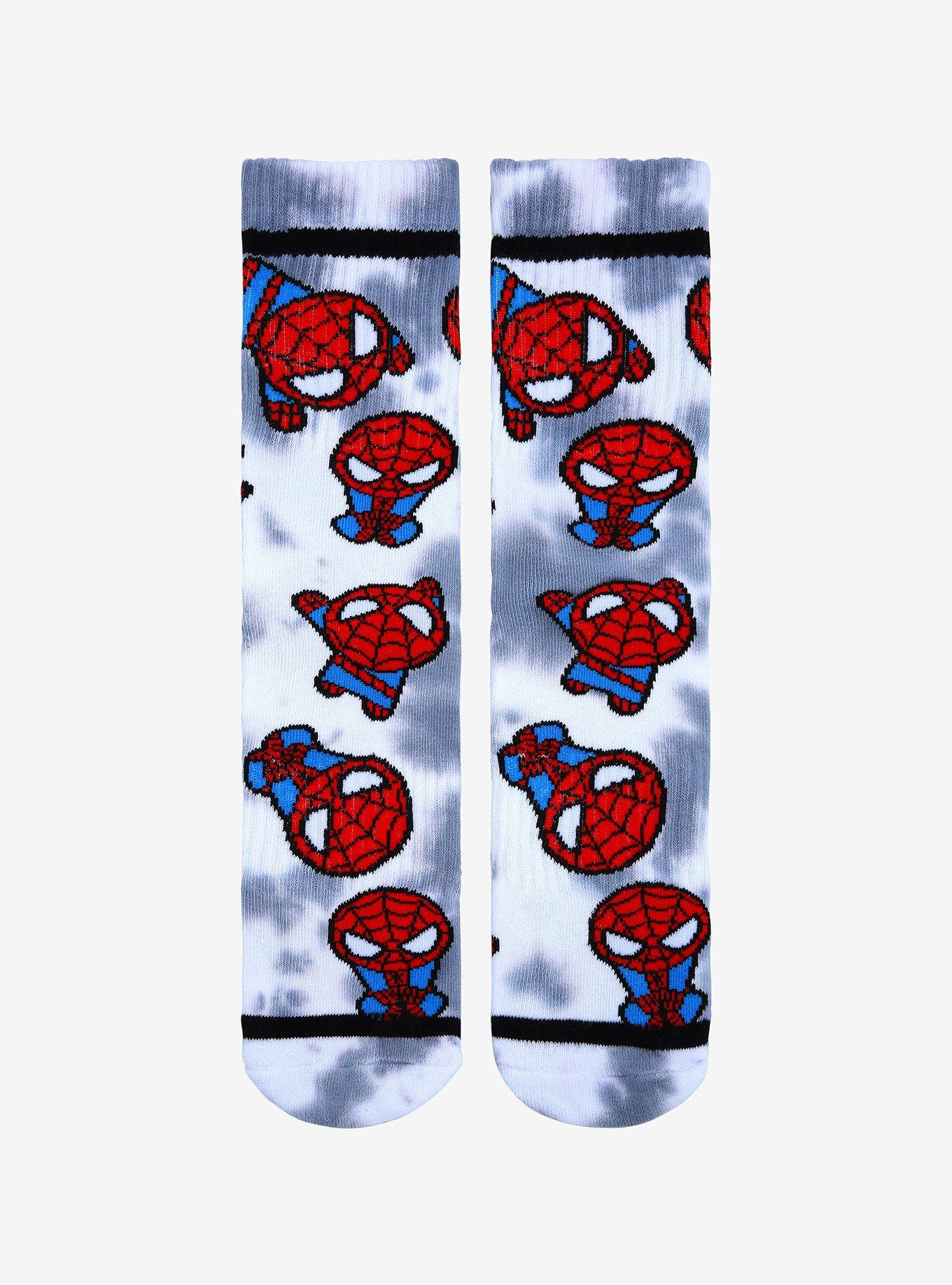 Marvel Spider-Man Chibi Spidey Tie-Dye Crew Socks - BoxLunch Exclusive, , alternate