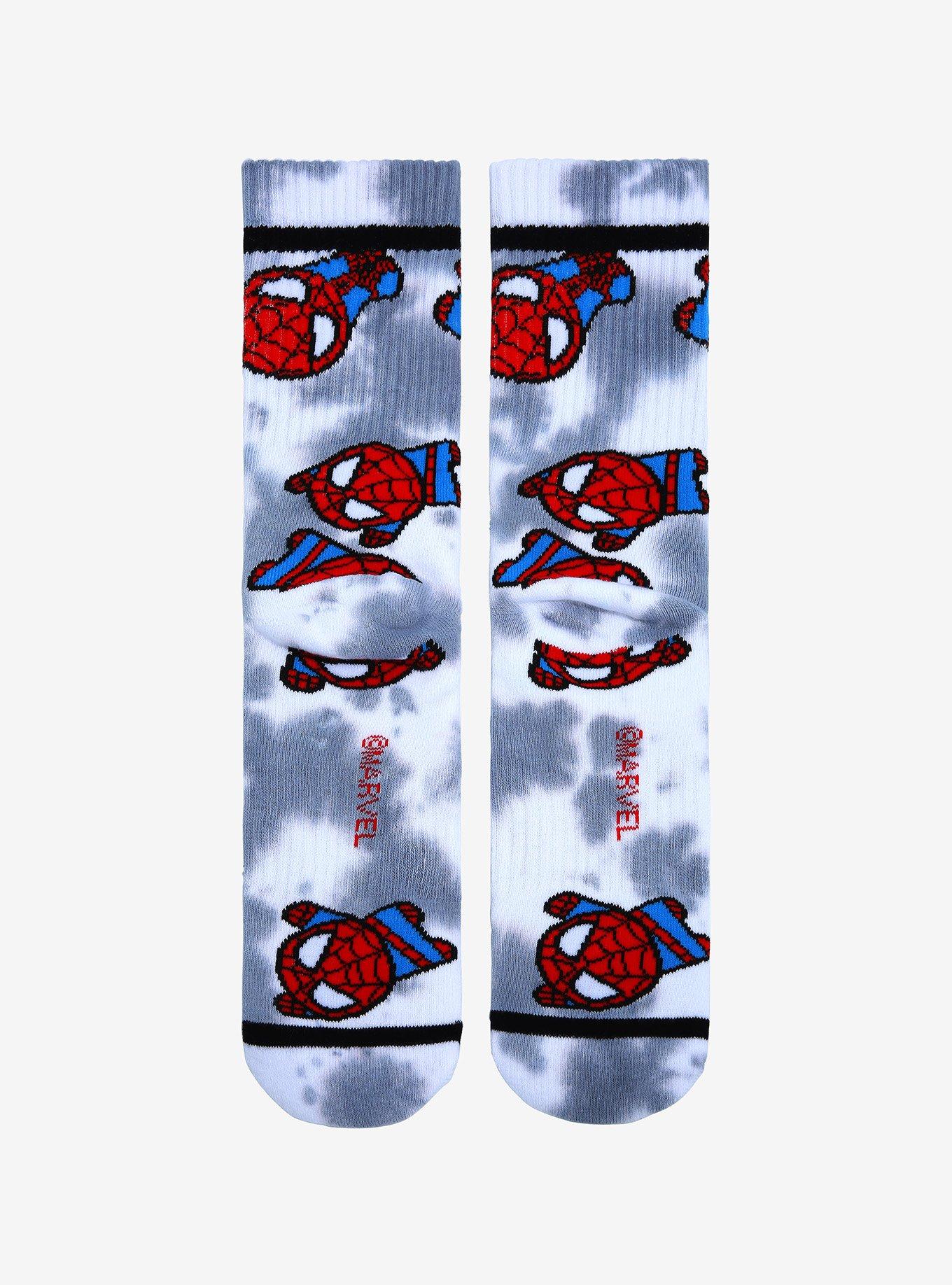 Marvel Spider-Man Chibi Spidey Tie-Dye Crew Socks - BoxLunch Exclusive, , alternate