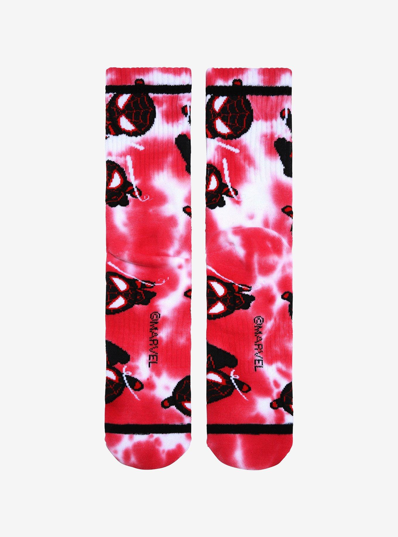Marvel Spider-Man Miles Morales Chibi Allover Print Tie-Dye Crew Socks - BoxLunch Exclusive, , alternate