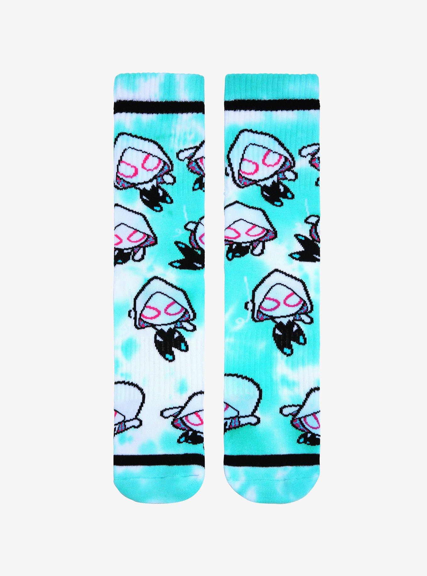 Marvel Spider-Gwen Chibi Tie-Dye Crew Socks - BoxLunch Exclusive, , alternate