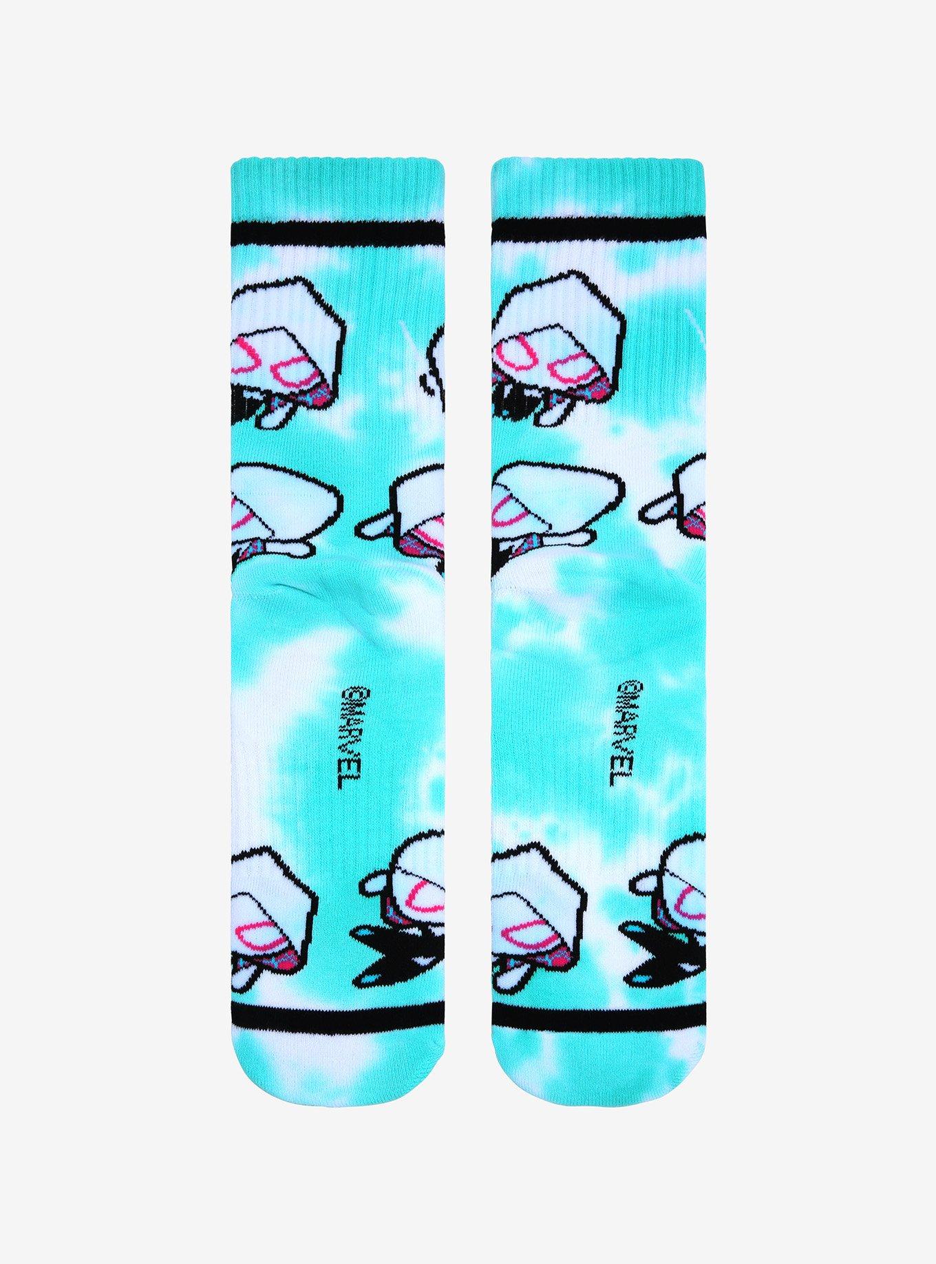 Marvel Spider-Gwen Chibi Tie-Dye Crew Socks - BoxLunch Exclusive, , alternate