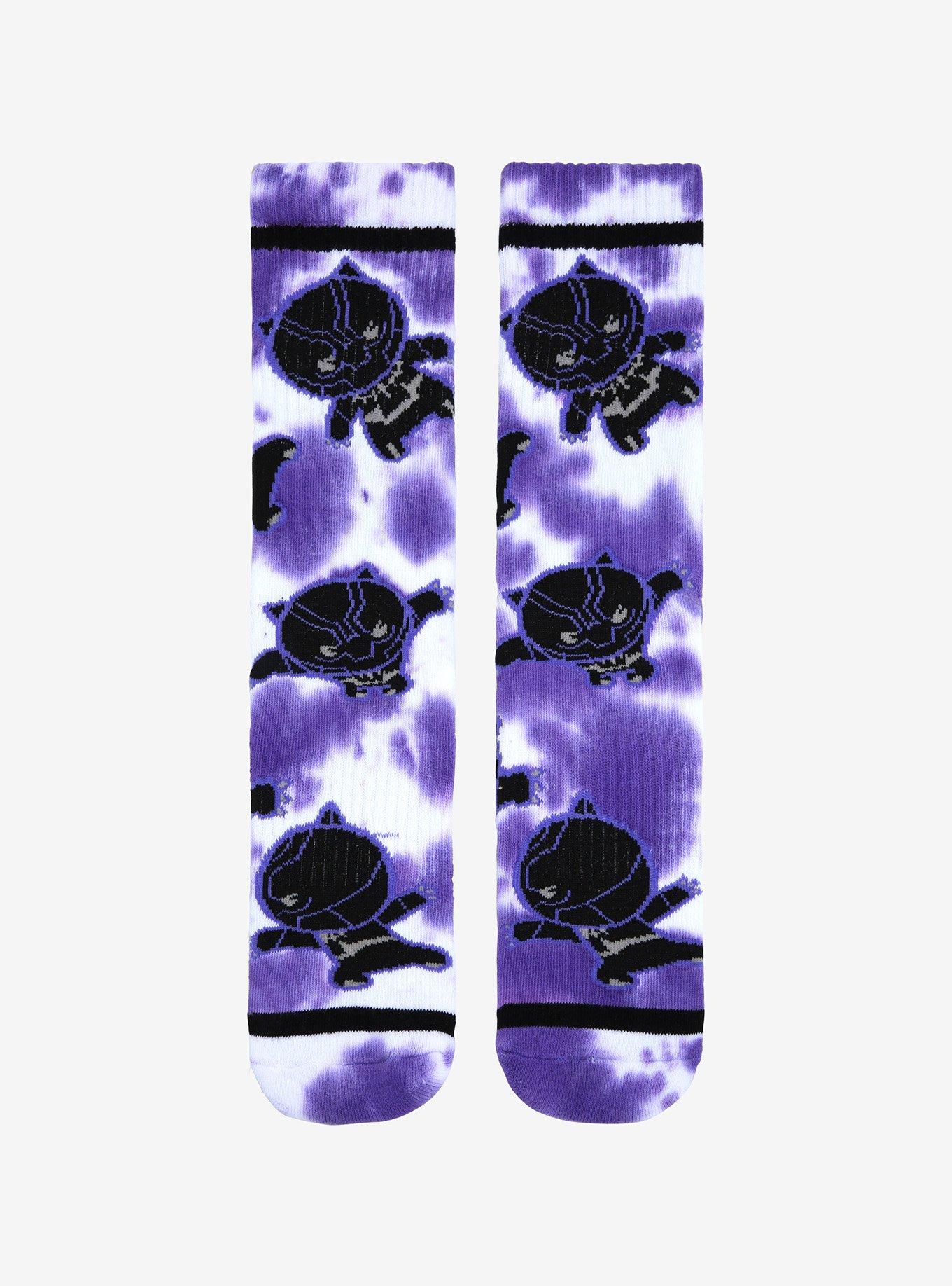 Marvel Black Panther Chibi T'Challa Tie-Dye Crew Socks - BoxLunch Exclusive, , alternate
