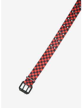 Black & Red Checkered Grommet Belt, , hi-res