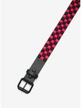 Pink & Black Three Row Pyramid Stud Belt, BLACK, alternate