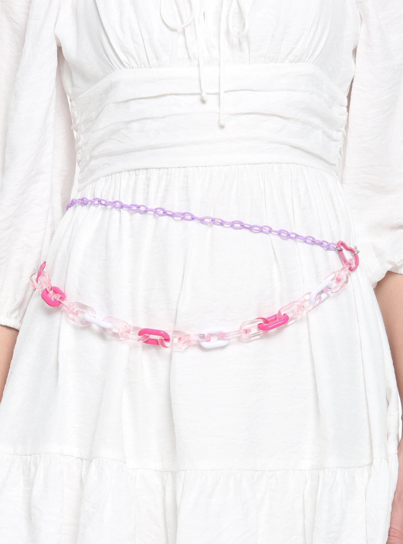 Pink & Purple Heart Chain Belt, PURPLE, alternate