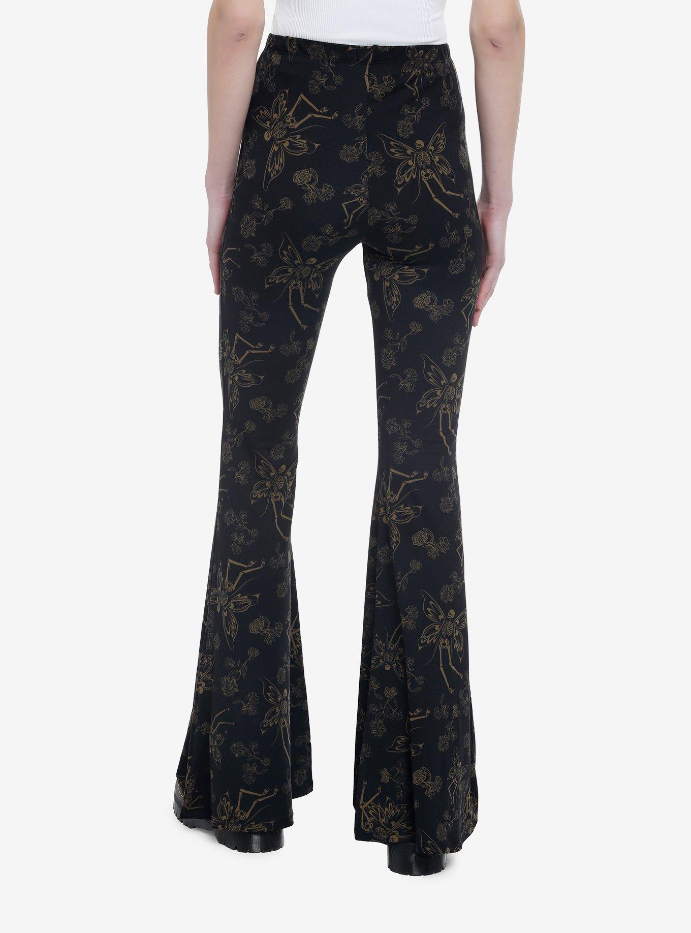 Dark Fairy Skeleton Flare Pants, BLACK, alternate