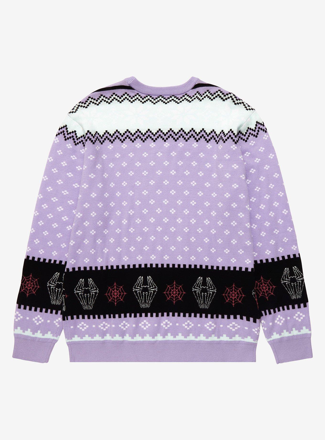 Marvel Spider-Man: Into the Spider-Verse Spider-Gwen Holiday Sweater - BoxLunch Exclusive, LAVENDER, alternate