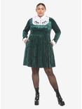 Her Universe Disney The Haunted Mansion Ghost Host Velvet Long-Sleeve Dress Plus Size, GREEN  BLACK, alternate