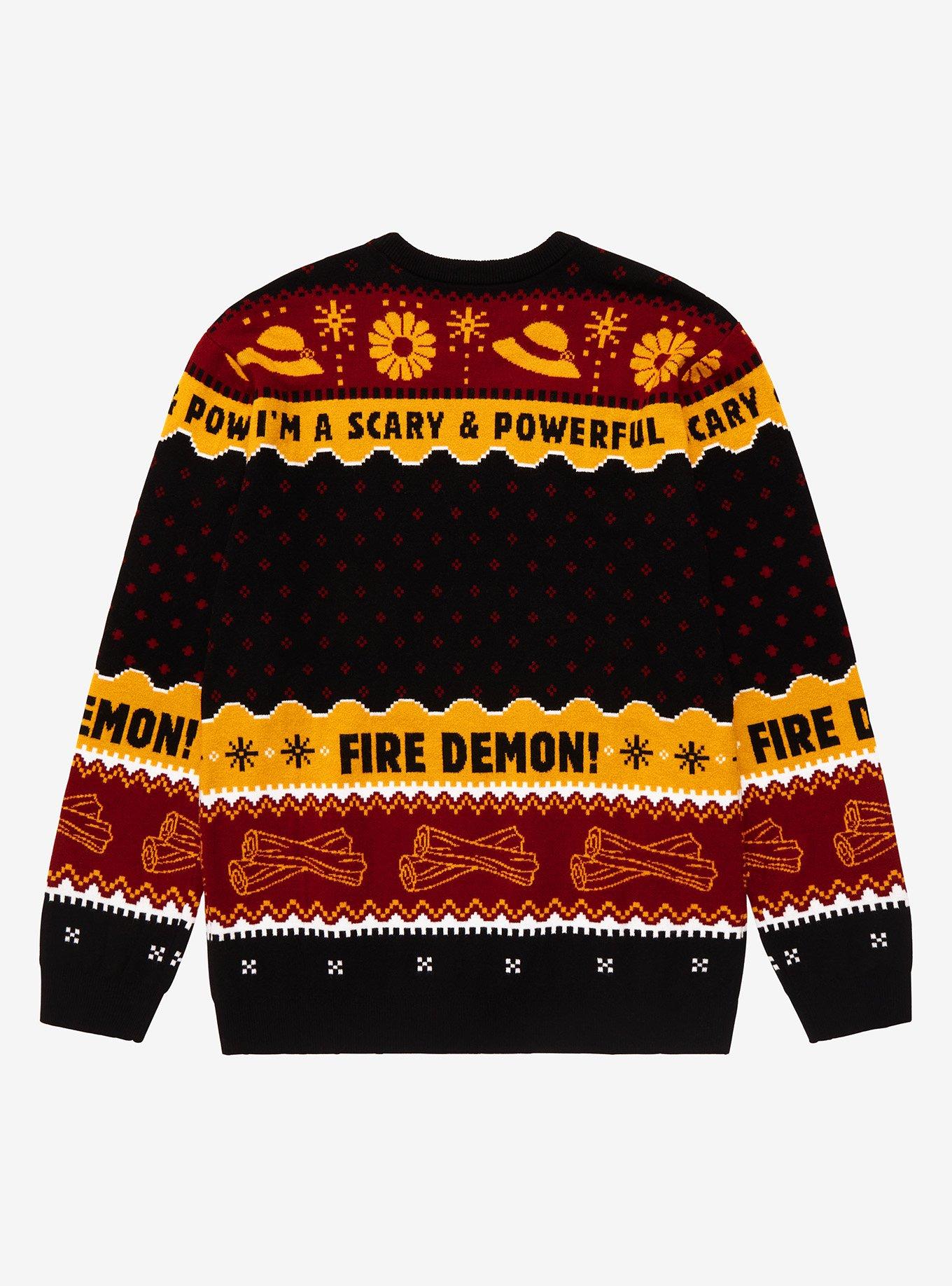 Studio Ghibli Howl's Moving Castle Calcifer Scary & Powerful Holiday Sweater - BoxLunch Exclusive, MULTI, alternate