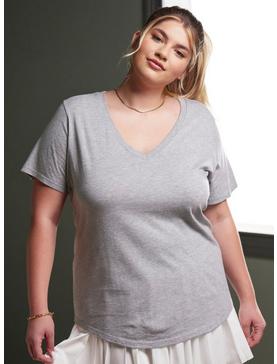 Her Universe Heather Grey V-Neck Favorite T-Shirt Plus Size, , hi-res