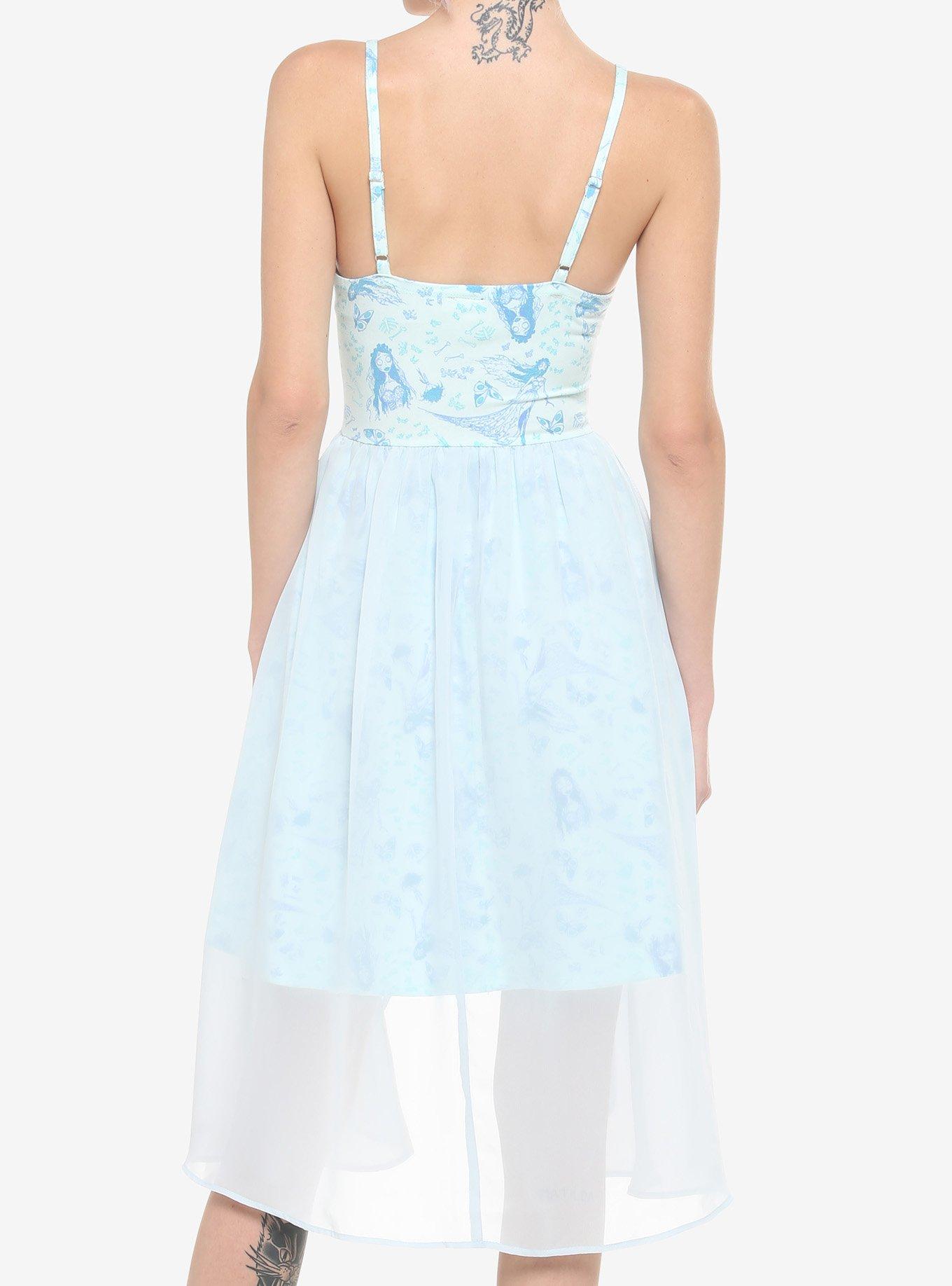 Corpse Bride Emily Flowy Lace-Up Cami Dress, BLUE, alternate