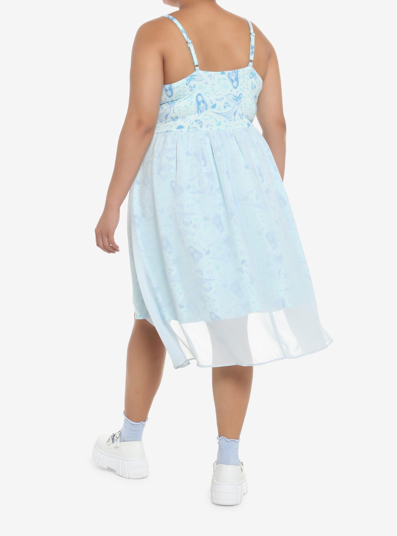 Corpse Bride Emily Flowy Lace-Up Cami Dress Plus Size, BLUE, alternate