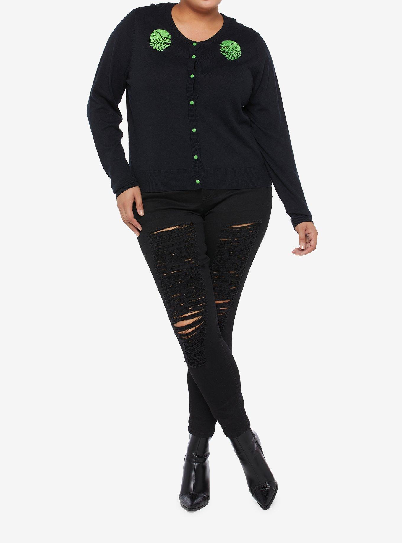Universal Monsters Creature From The Black Lagoon Cardigan Plus Size, BLACK  GREEN, alternate
