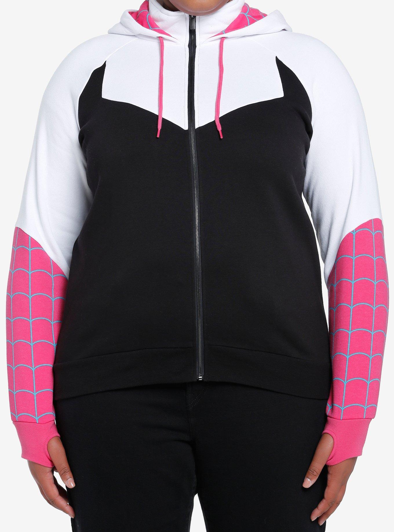 Her Universe Marvel Spider-Man: Across The Spider-Verse Ghost-Spider Crop Hoodie Plus Size, MULTI, alternate