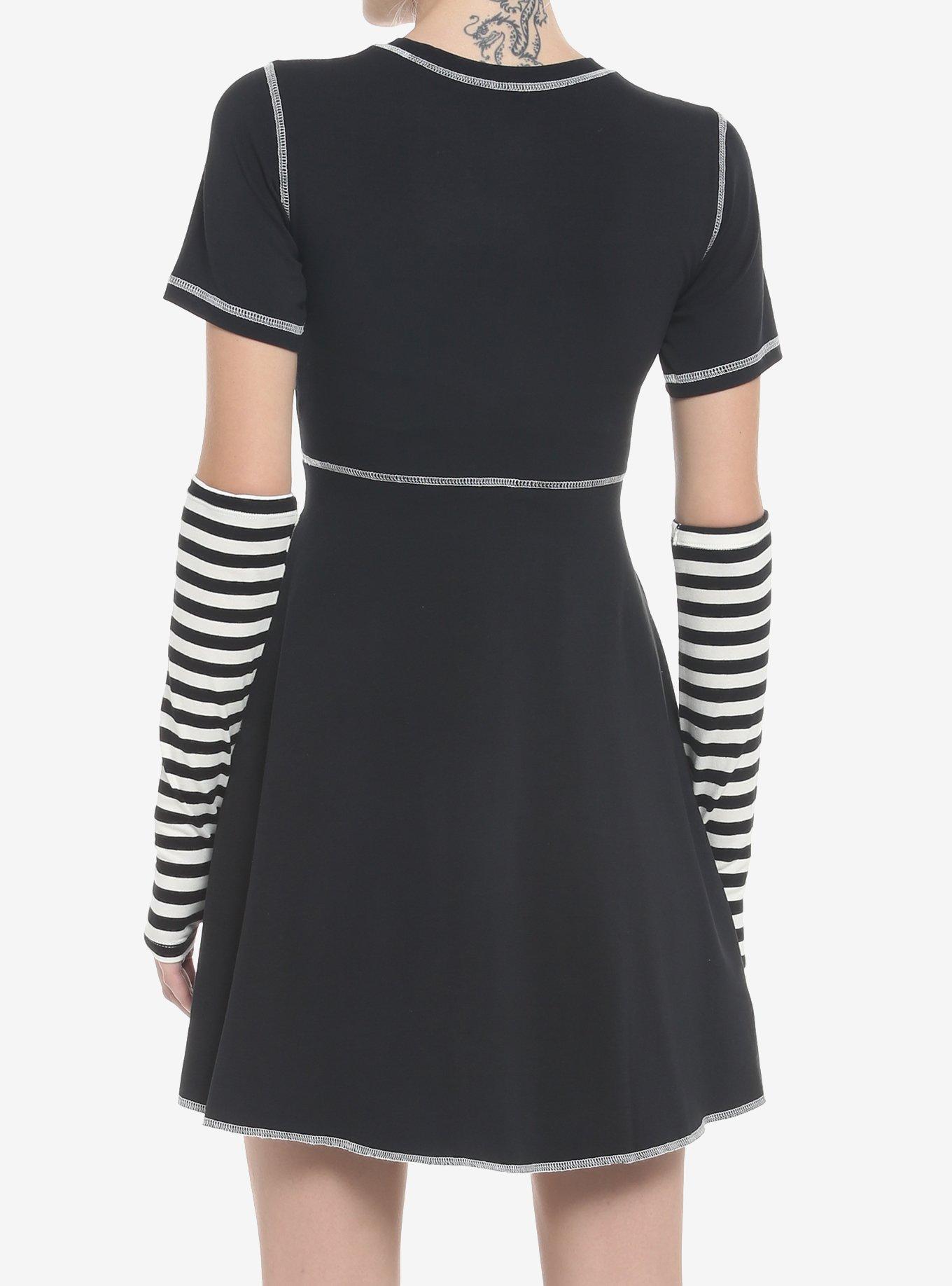 Ghoul Cats Mini Dress With Arm Warmers By Guild Of Calamity, BLACK, alternate
