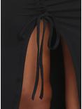 Black Ruched Slit Midi Dress, BLACK, alternate