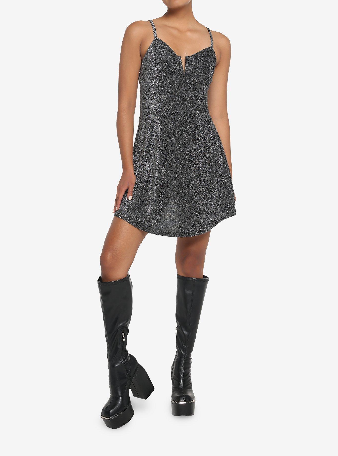 Black Sparkle Bustier Dress, , hi-res