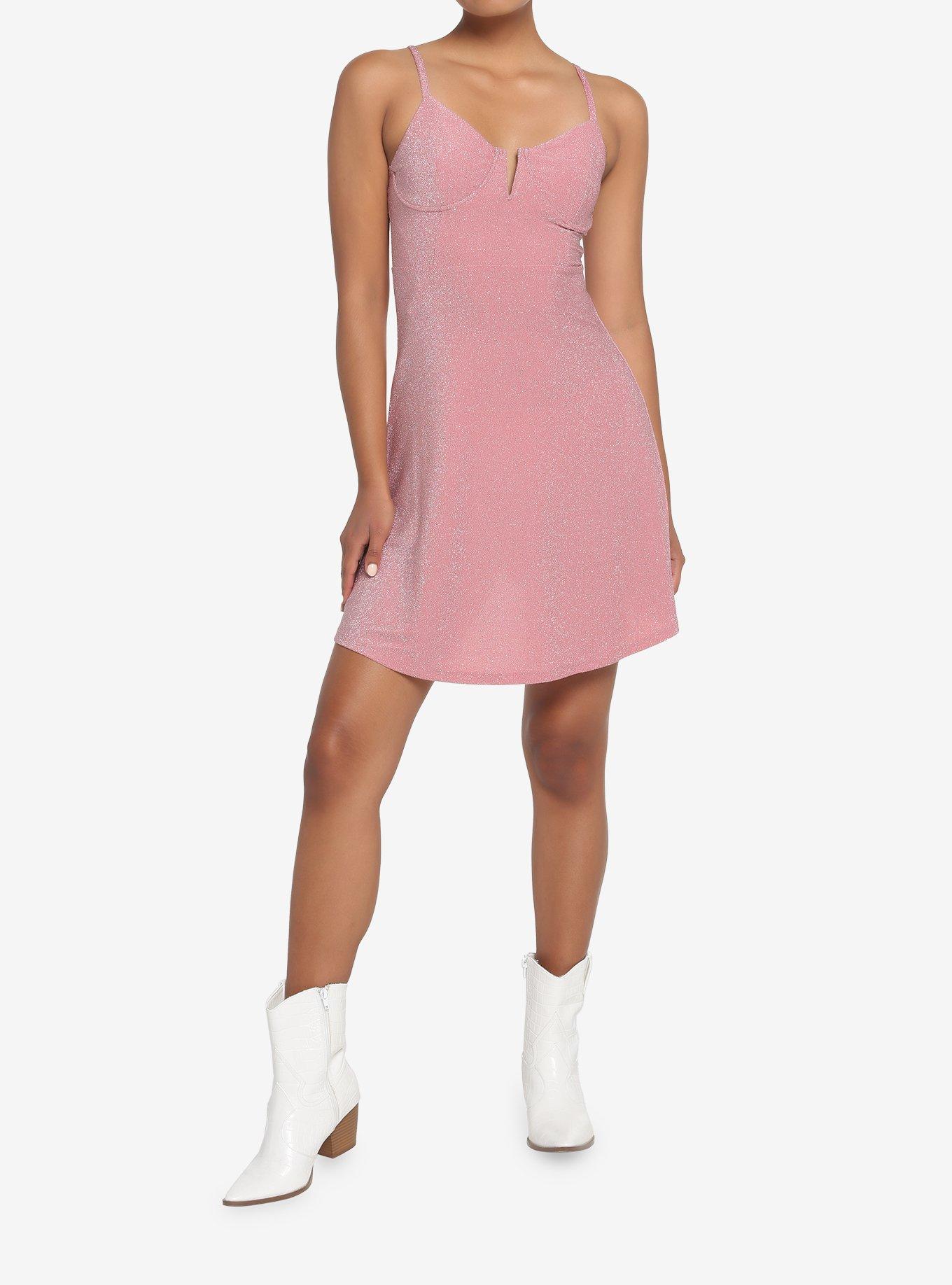 Mauve Sparkle Bustier Dress, MAUVE, alternate