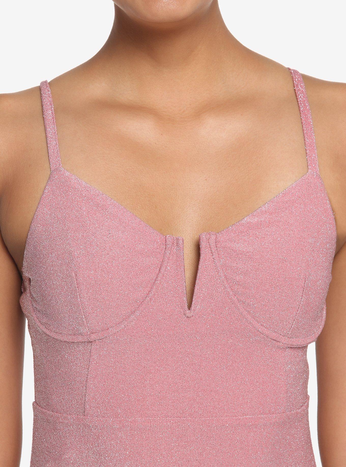 Mauve Sparkle Bustier Dress, MAUVE, alternate