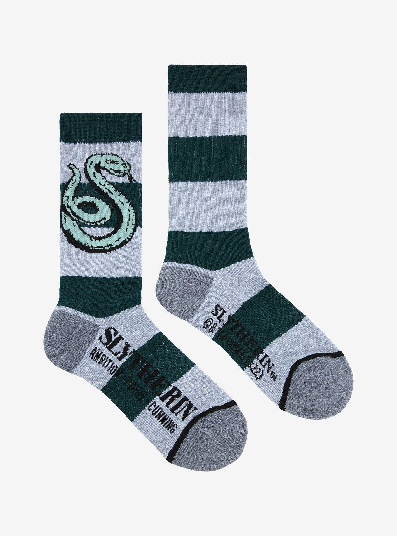 Harry Potter Slytherin Bold Stripe Crew Socks, , alternate