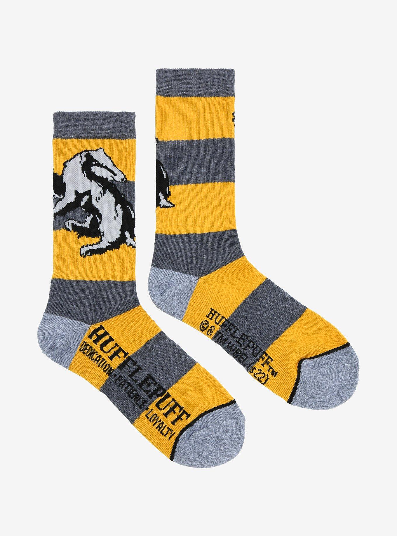 Harry Potter Hufflepuff Bold Stripe Crew Socks, , alternate