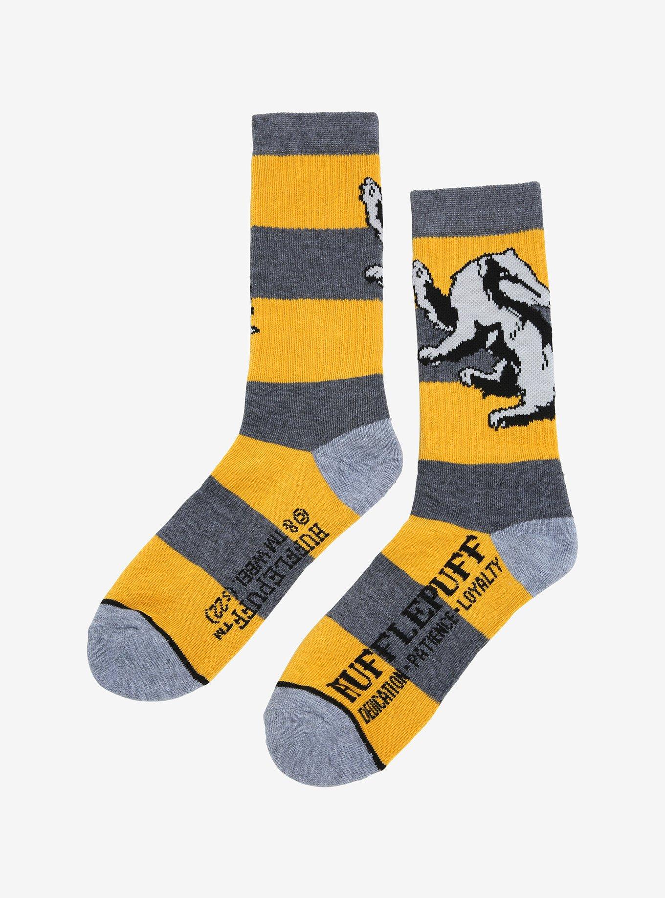 Harry Potter Hufflepuff Bold Stripe Crew Socks, , alternate