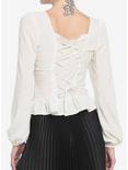 House Of The Dragon Peplum Woven Long-Sleeve Top, OFF WHITE, alternate