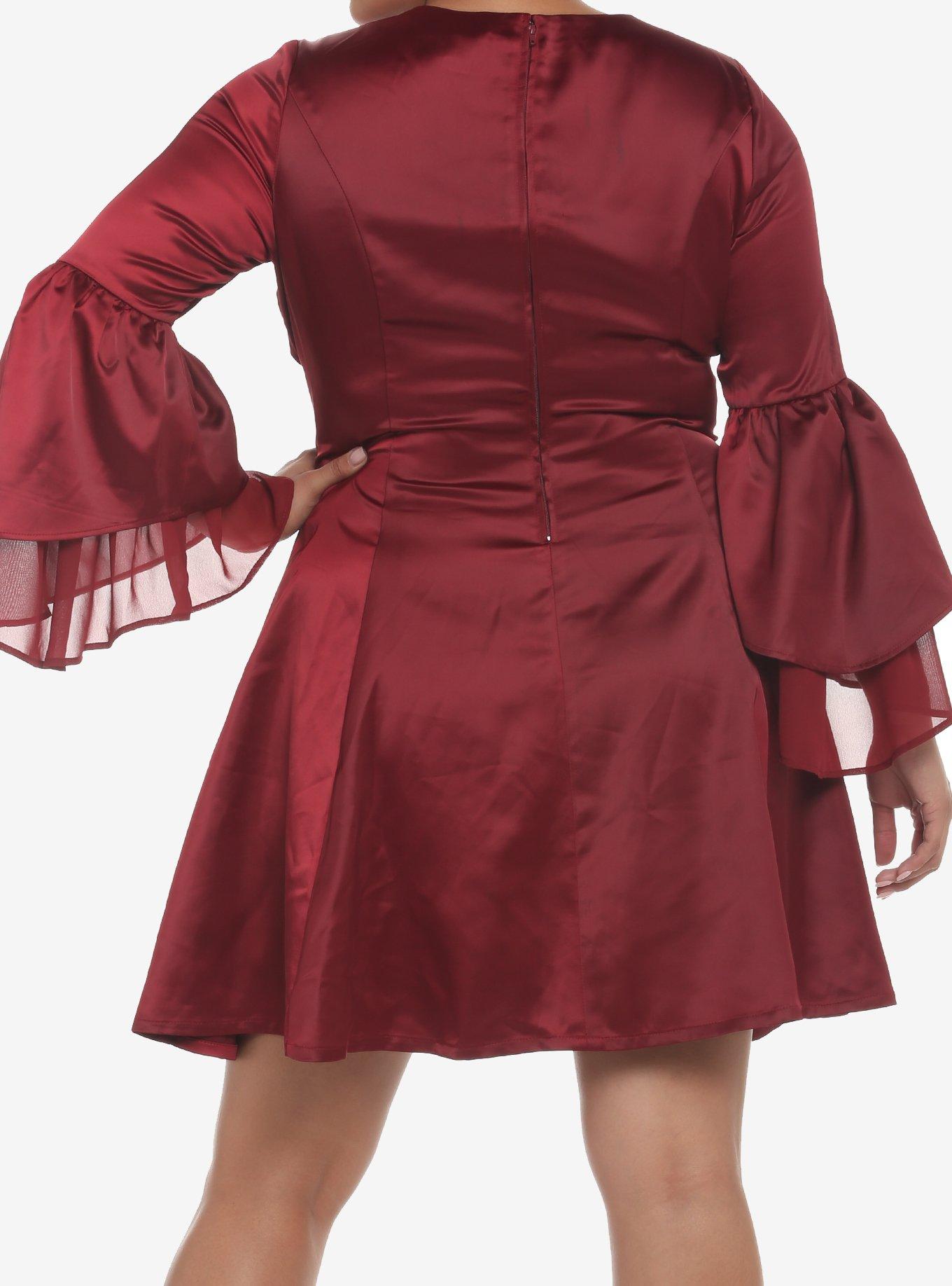 House Of The Dragon Rhaenyra Targaryen Bell Sleeve Dress Plus Size, BURGUNDY, alternate