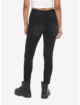 Black Destructed Super Skinny Jeans, , hi-res