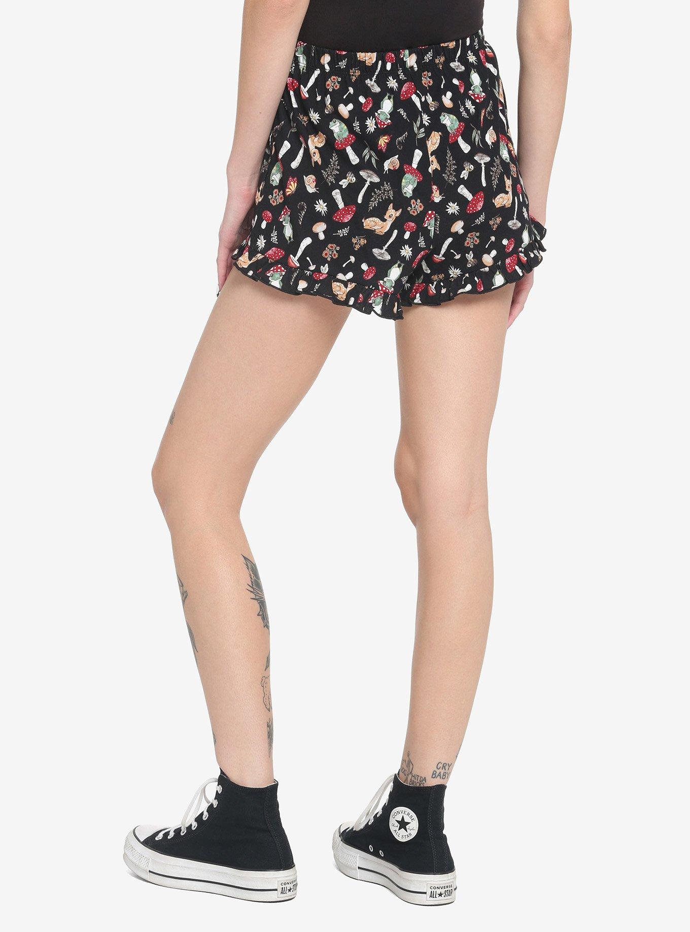 Mushroom Frog Ruffle Girls Lounge Shorts, MULTI, alternate