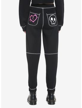 Black & Pink Emo Icons Girls Jogger Pants, , hi-res