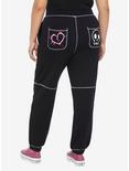 Black & Pink Emo Icons Girls Jogger Pants Plus Size, BLACK, alternate