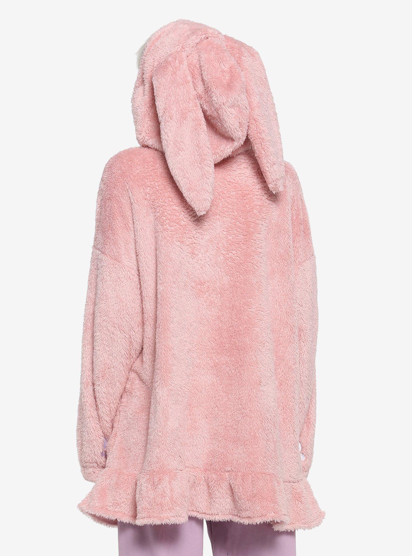 Pink Bunny Fuzzy Girls Oversized Hoodie, PINK, alternate