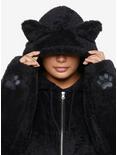 Black Cat Fuzzy Girls Oversized Hoodie Plus Size, BLACK, alternate