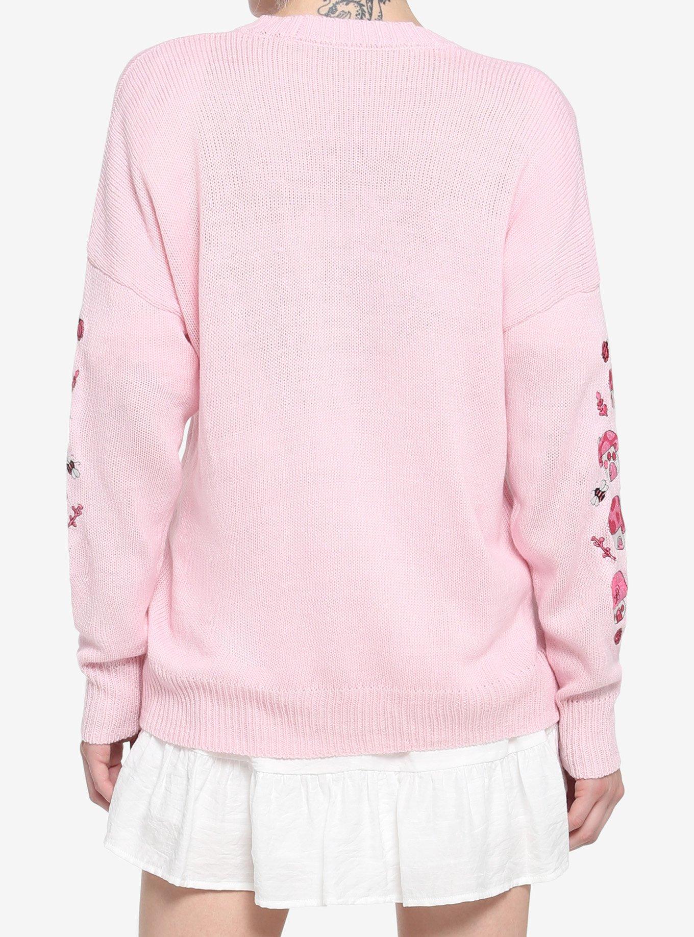 Pink Mushroom Girls Cardigan, PINK, alternate