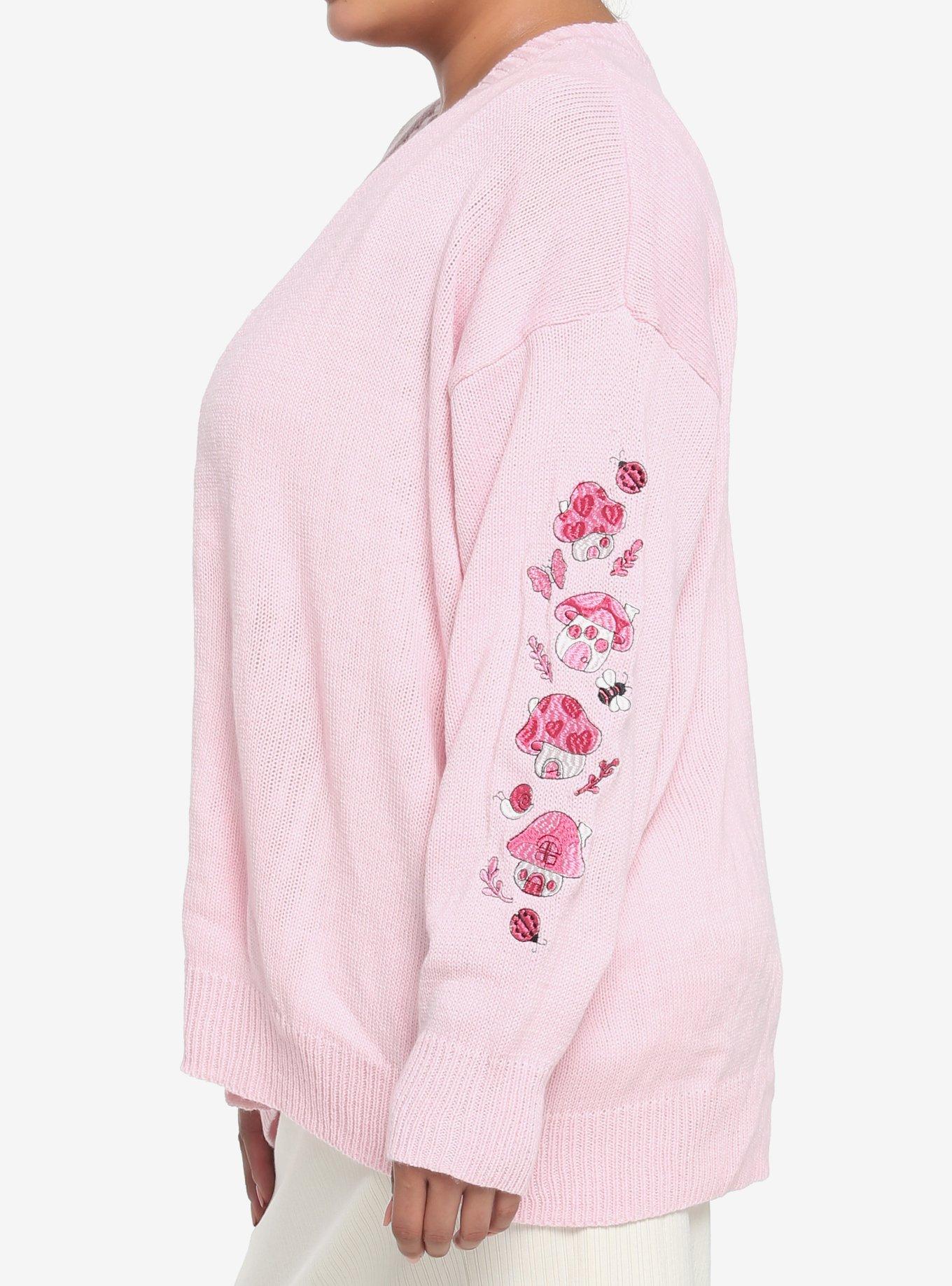 Pink Mushroom Girls Cardigan Plus Size, PINK, alternate