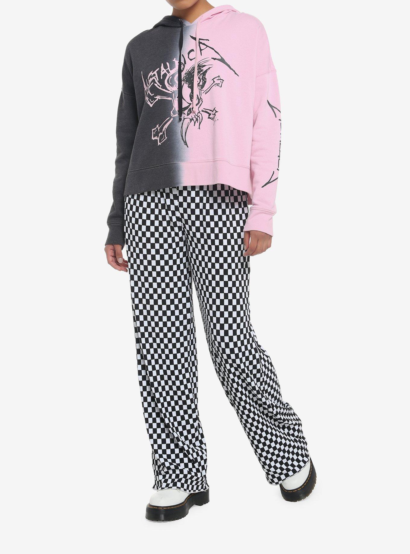 Metallica Jagged Skull Split-Dye Crop Girls Hoodie, BLACK, alternate