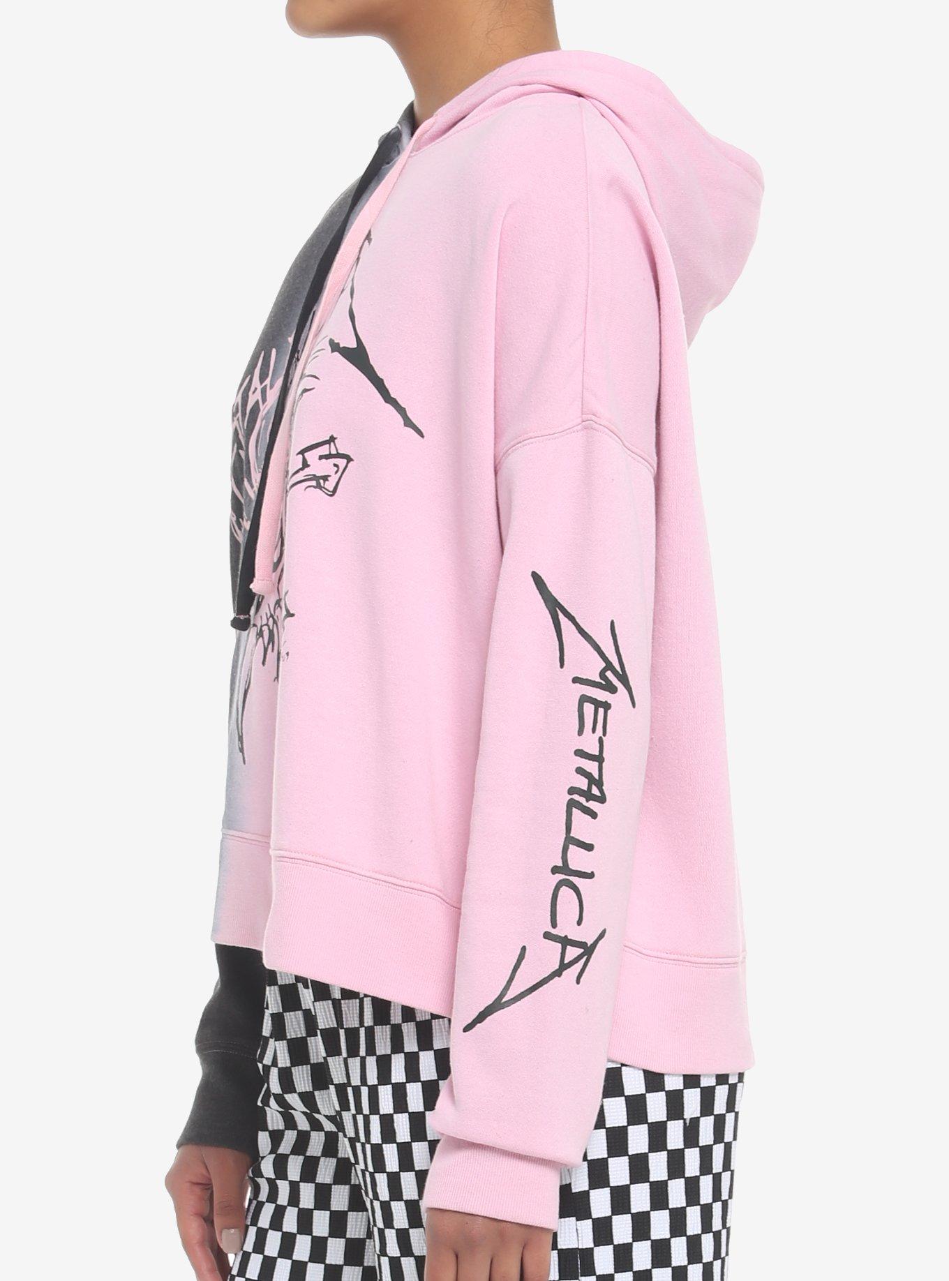 Metallica Jagged Skull Split-Dye Crop Girls Hoodie, BLACK, alternate