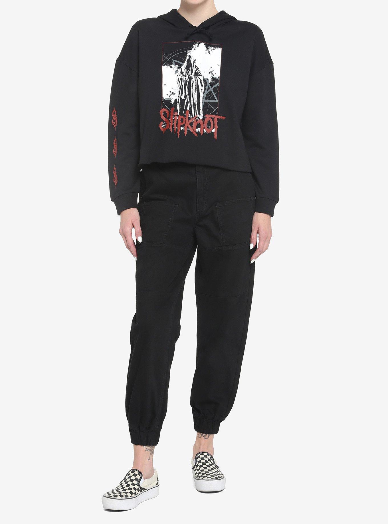 Slipknot Hooded Figure Girls Crop Hoodie, BLACK, alternate