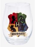 Harry Potter Colorful Hogwarts Crest Wine Glass, , alternate