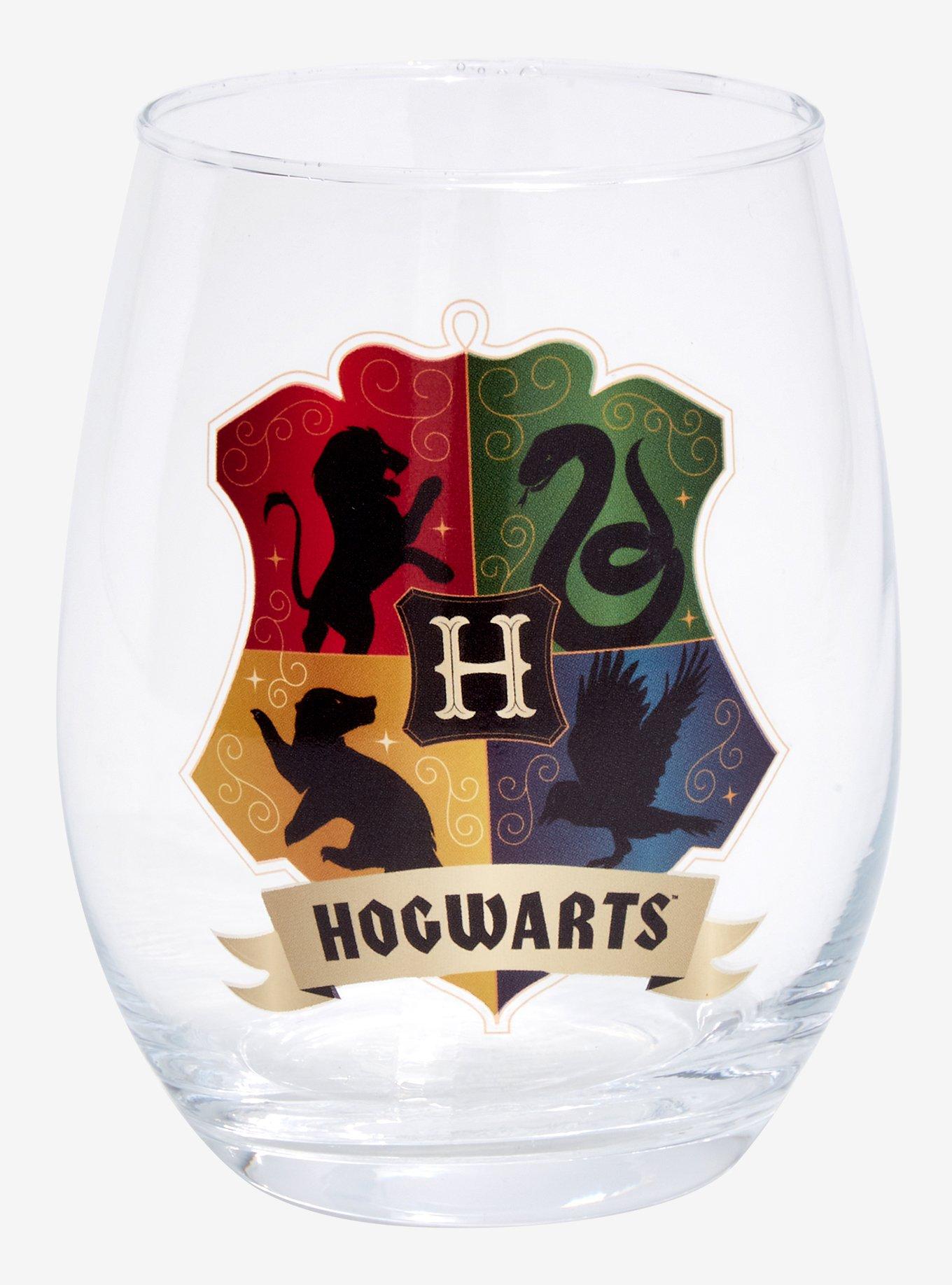 Harry Potter Colorful Hogwarts Crest Wine Glass, , alternate