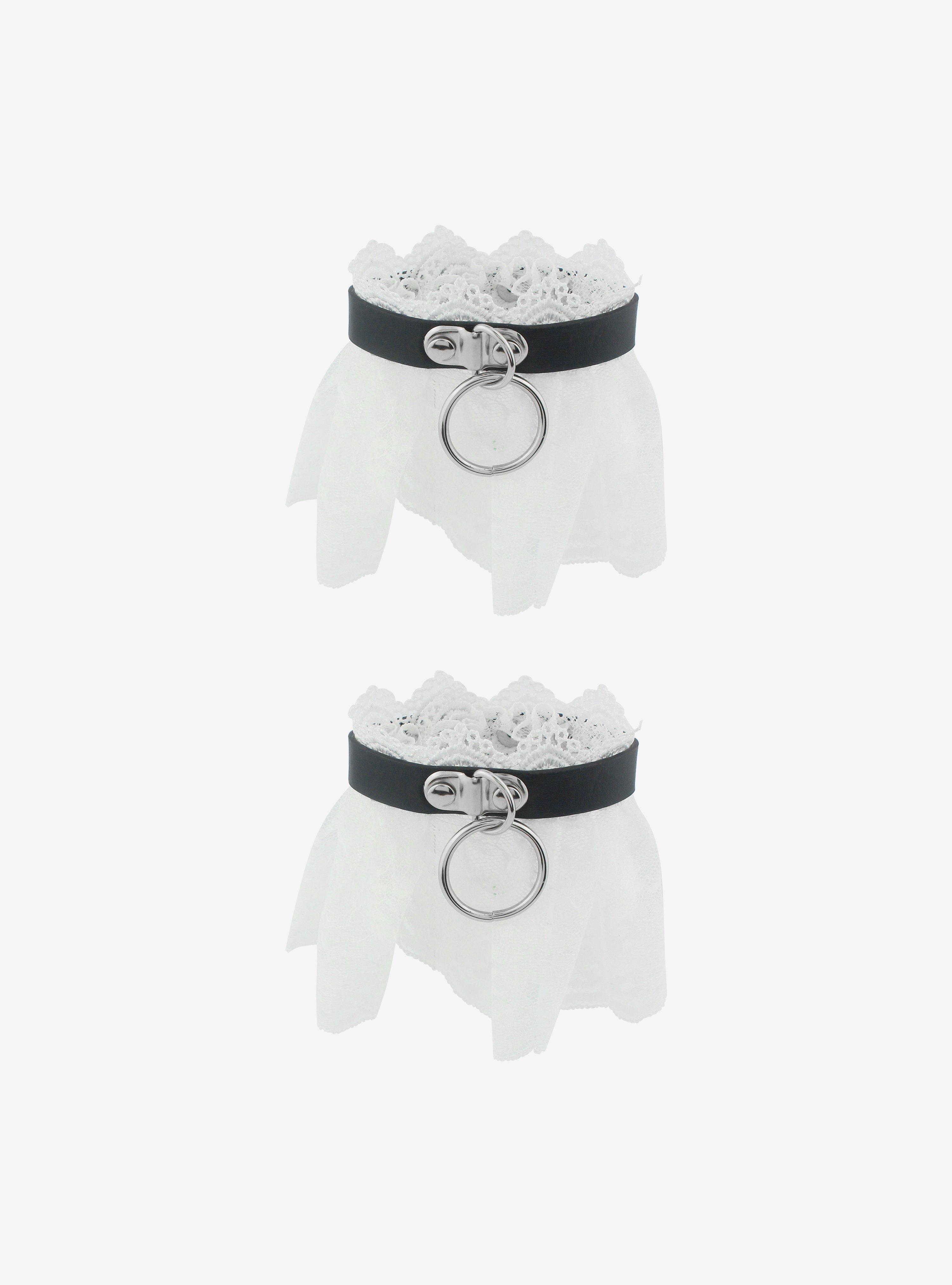 Ruffled Lace O-Ring Cuff Bracelet Set, , alternate