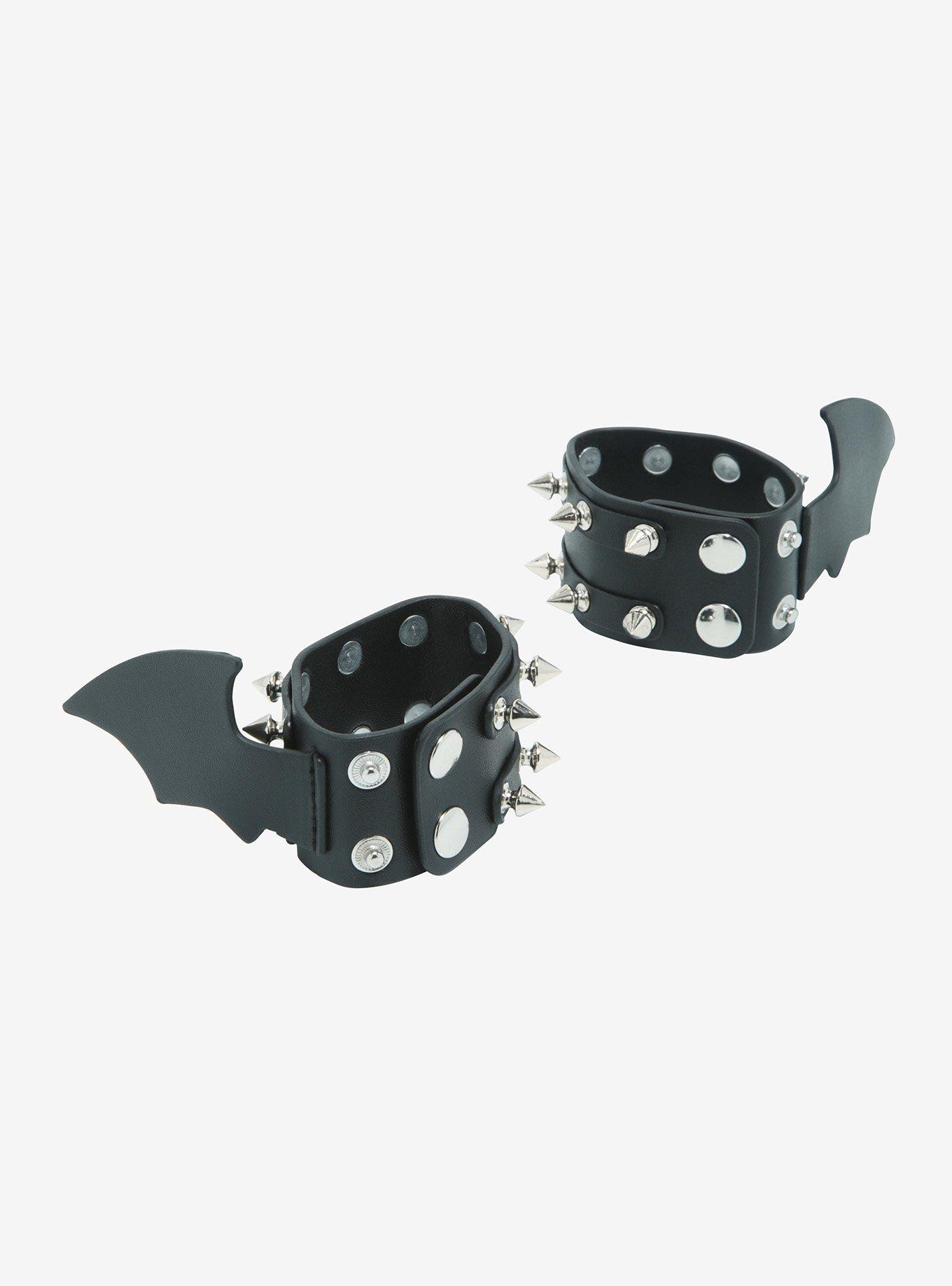 Bat Wing Spiked Cuff Bracelet Set, , alternate