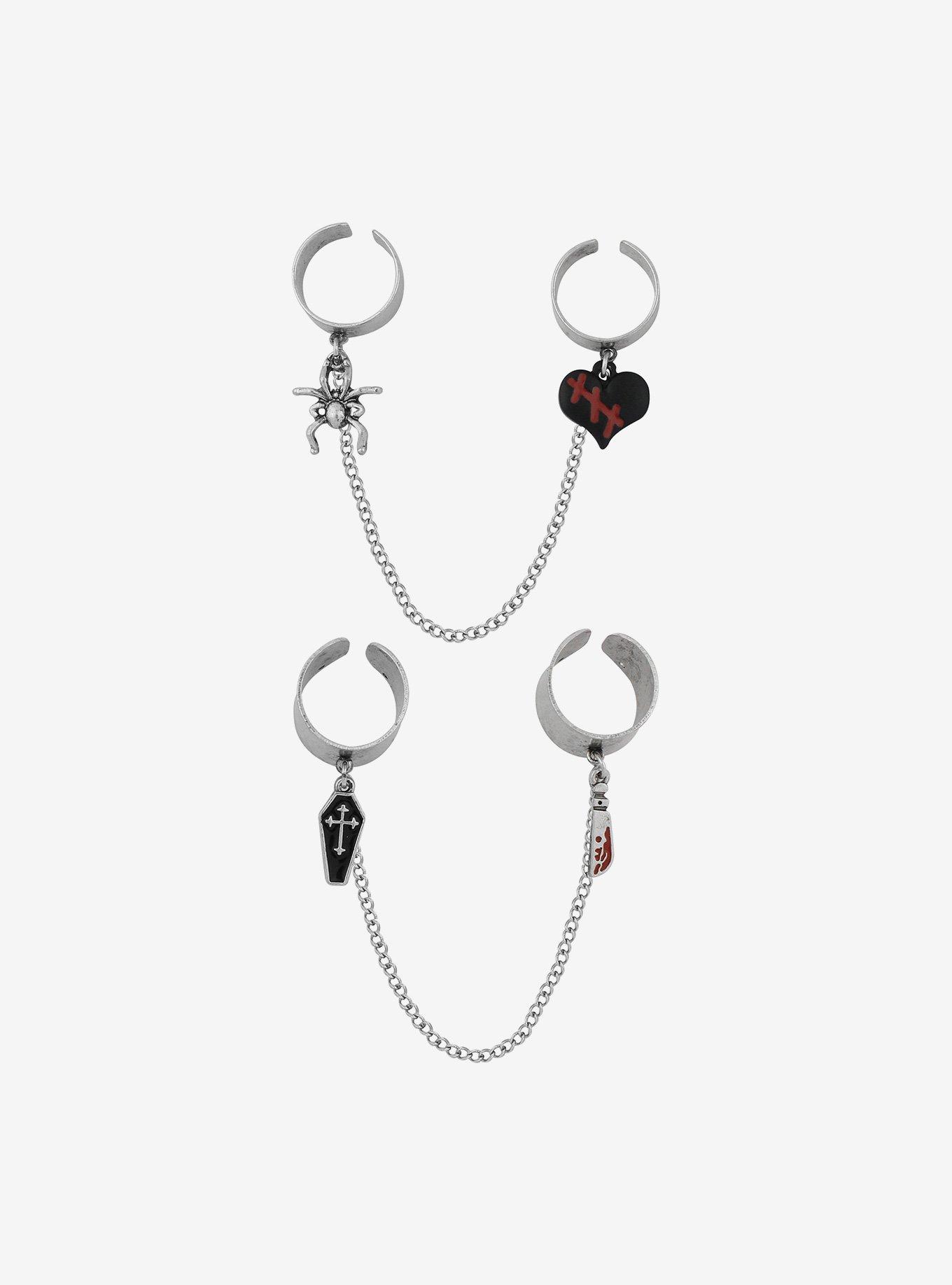 Spider Coffin Charm Chain Ring Set, , alternate