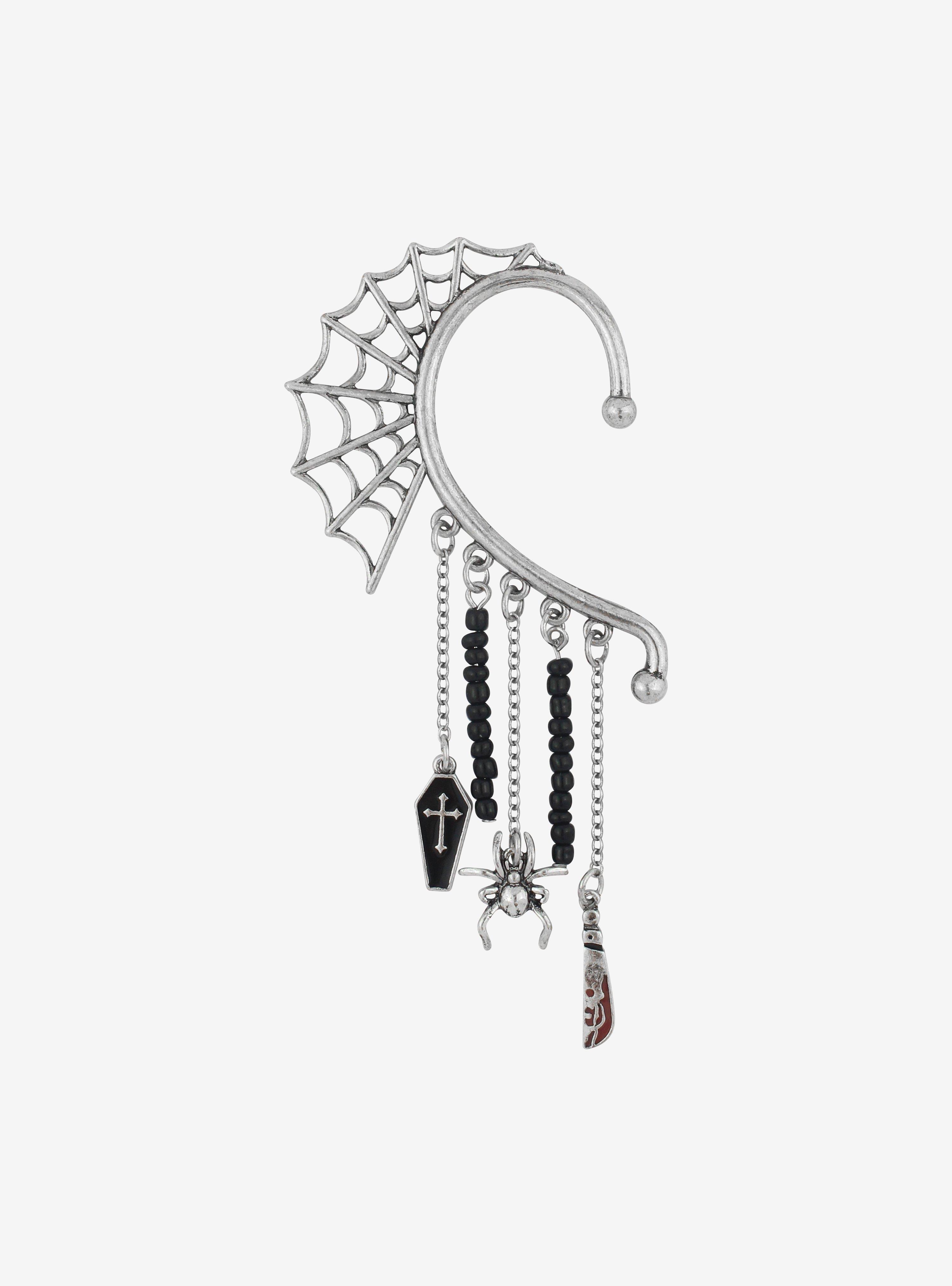 Spiderweb Coffin Knife Ear Cuff, , alternate