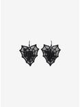 Spiderweb Heart Dried Floral Drop Earrings, , alternate