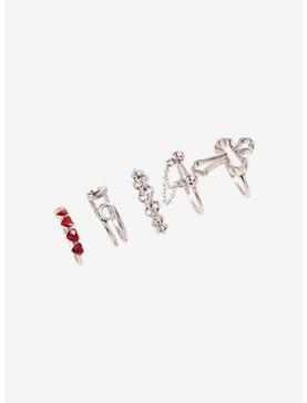 Red Heart Chain Cross Ring Set, , hi-res